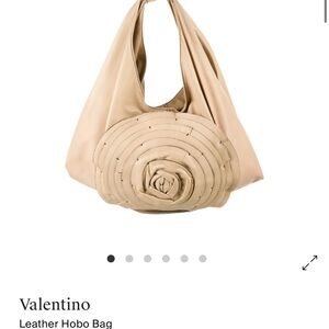 Valentino Petale Tan Leather Hobo Bag with Rosette Detail